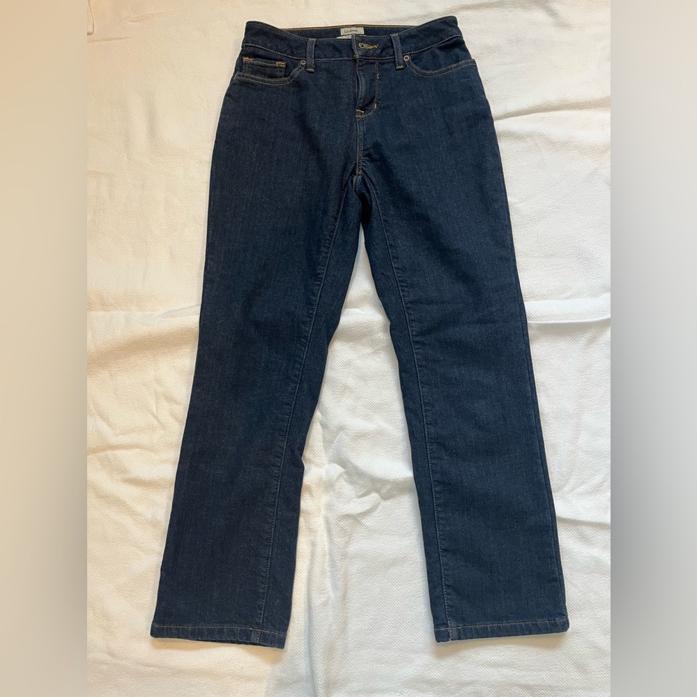 LL Bean Size 4P Women's True Shape Jeans, High-Rise Straight-Leg Fleece-Lined